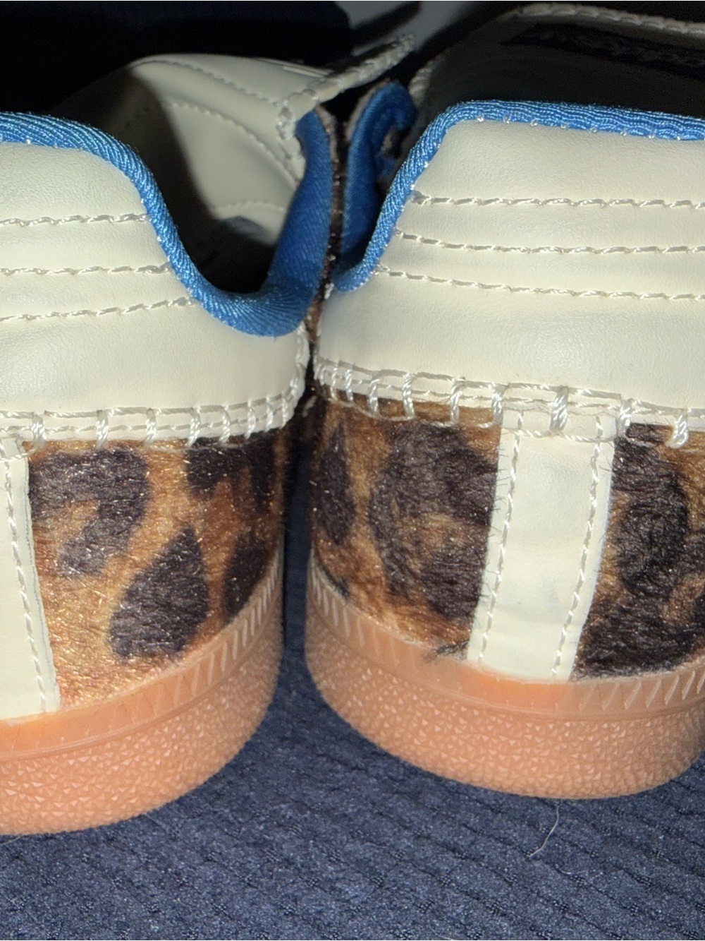 adidas Brown Leopard Print Pony Hair Sneakers w/Light Blue Lining Wales Bonner - Picture 3 of 6